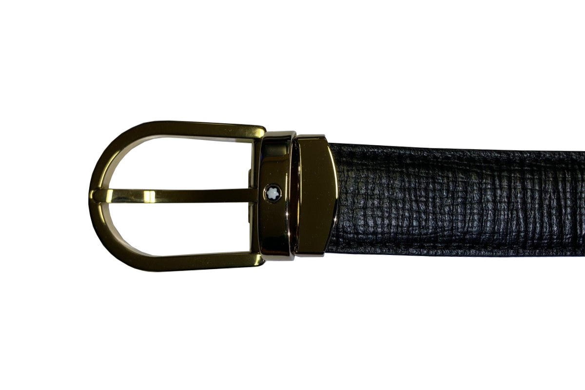 Montblanc Textured Black Gold Belt
