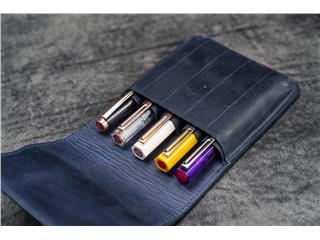 Leather Flap Pen Case for Five Pens - Crazy H. Brown - Galen Leather