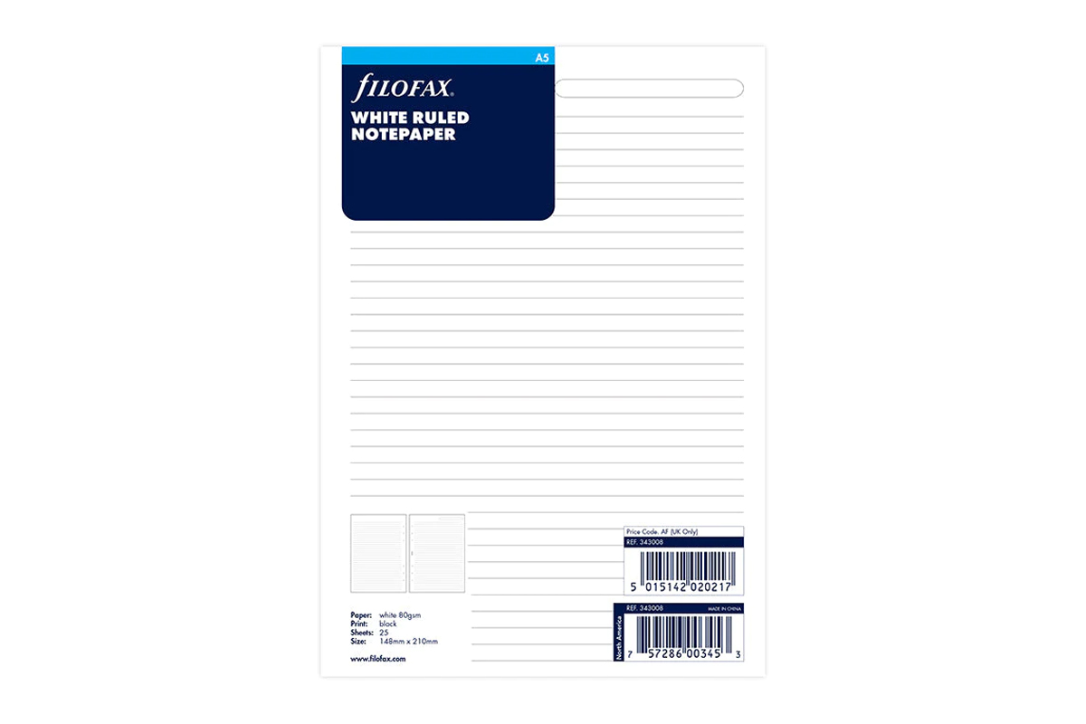 Filofax Wit Gelinieerd Notitiepapier - A5