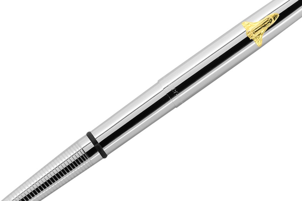 Personalized Chrome with Gold Shuttle Fisher Space Pen #M4CSH 