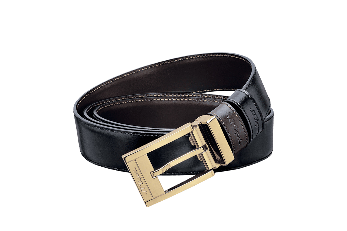 S.T. Dupont Business Reversible Black/Brown Gold Riem