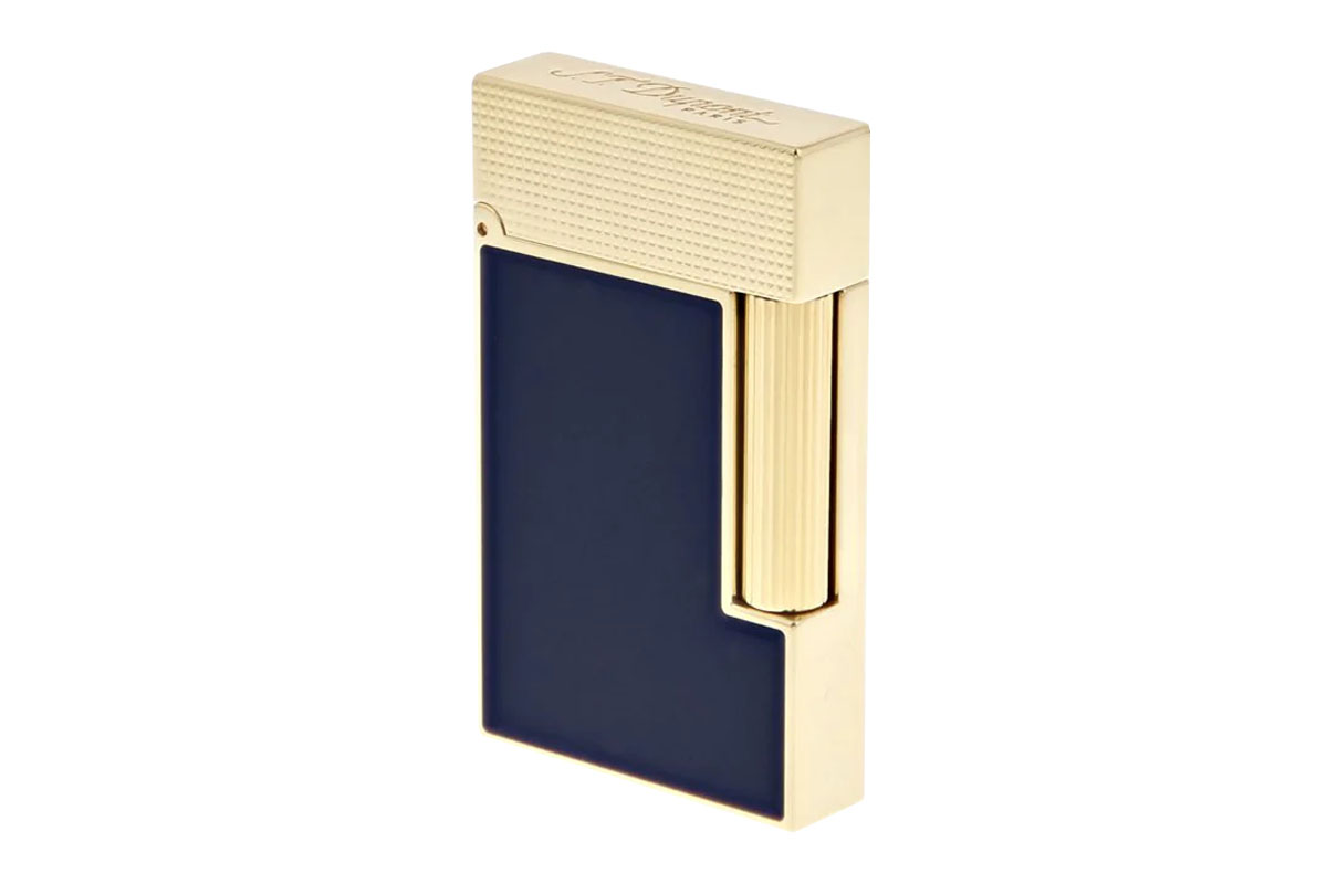 S.T. Dupont Ligne 2 Microdiamond Head Yellow Gold/Blue Laquer Aansteker