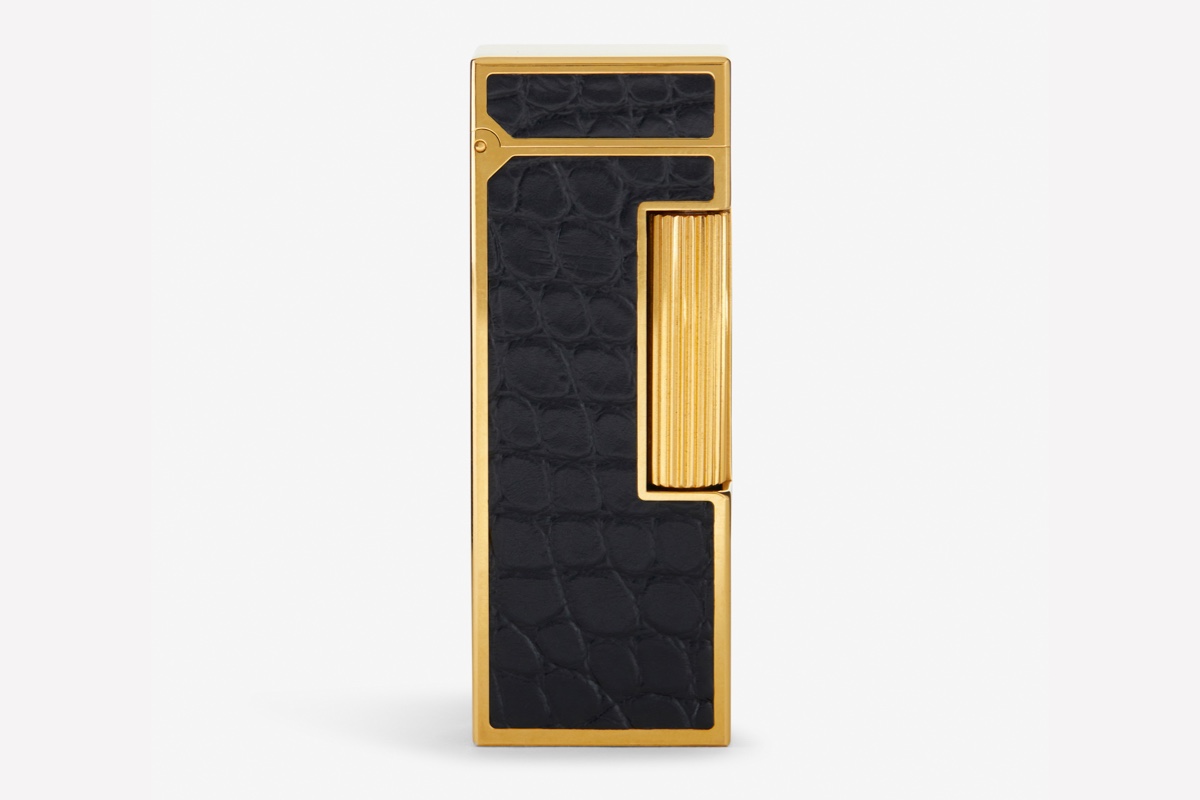 Dunhill Rollagas Black Alligator Leather Gold Plated Aansteker