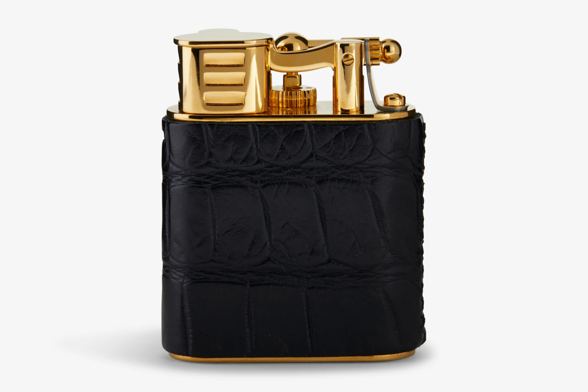 Dunhill Turbo Black Alligator Leather Gold Plated Aansteker