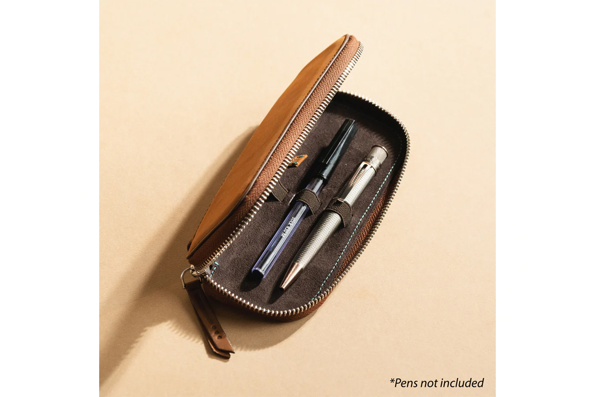 Endless Companion Leather Adjustable Pen Pouch - 3 Pens - Brown