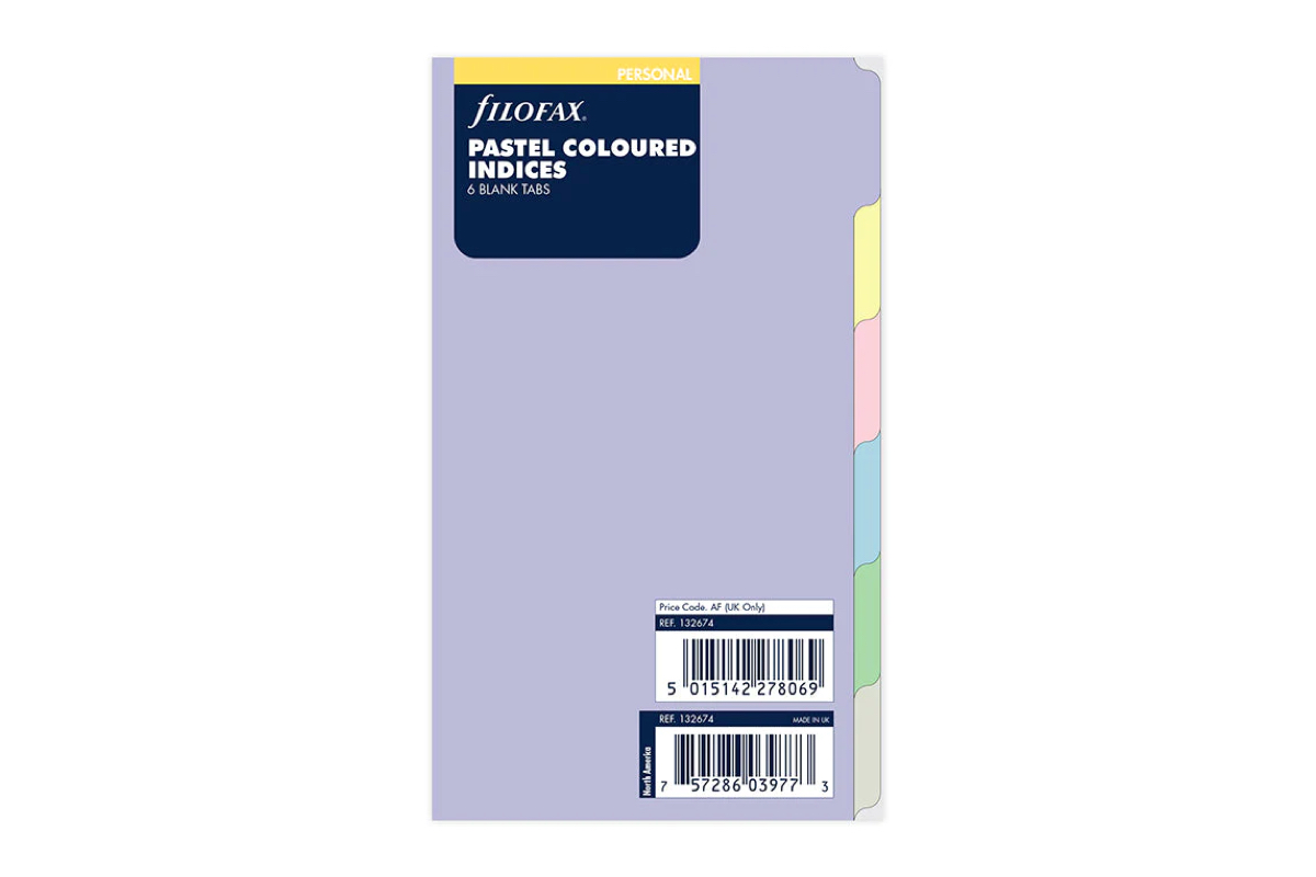 Filofax Pastel Blank Tabs Index - Personal