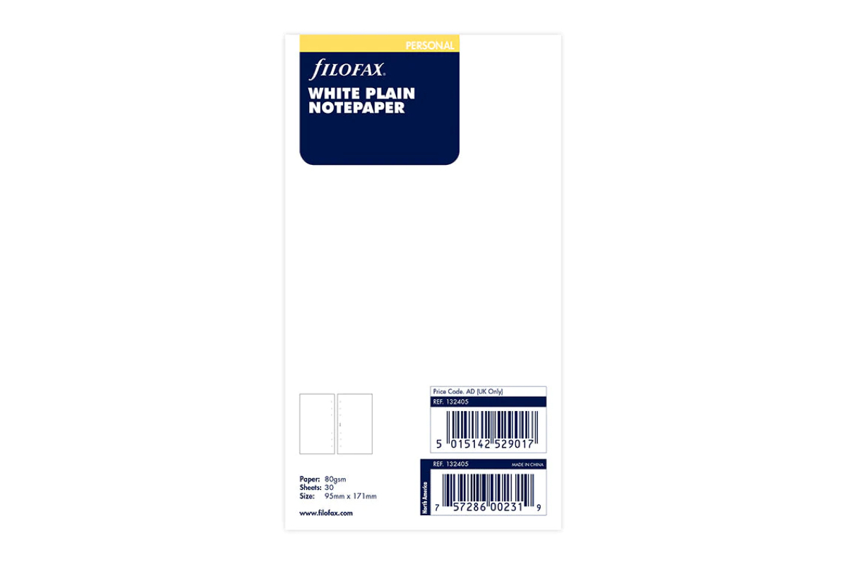 Filofax Wit Blanco Papier - Personal