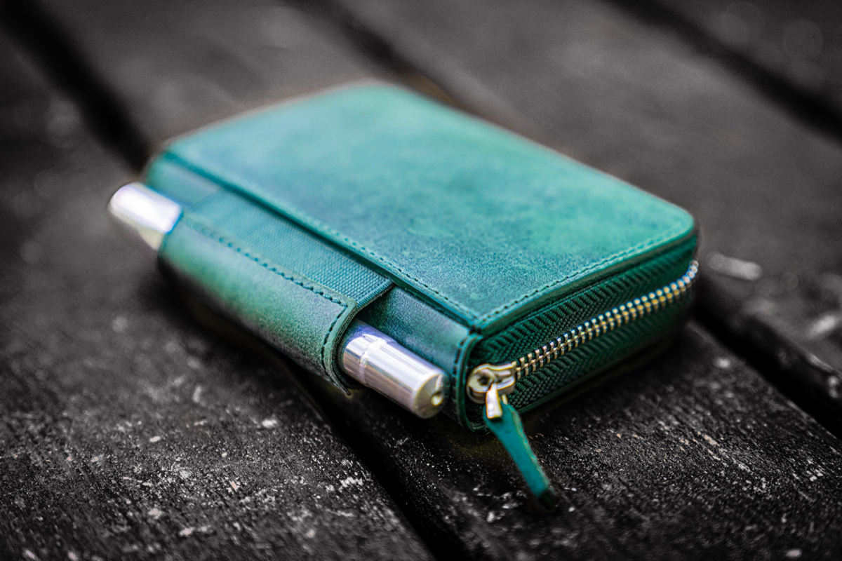 Galen Leather EDC Wallet - Crazy Horse Forest Green