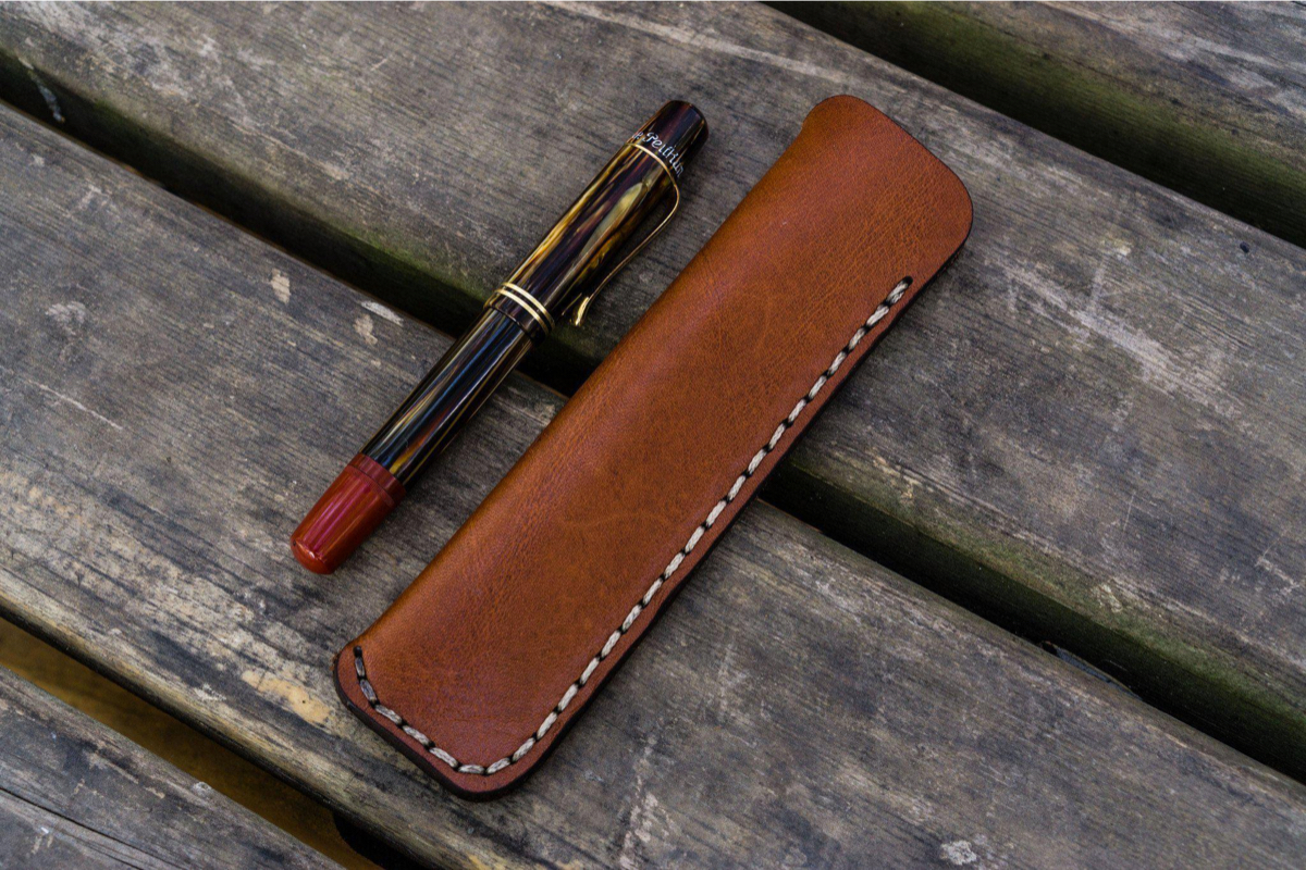 Galen Leather Single Pen Case / Pen Pouch - Brown