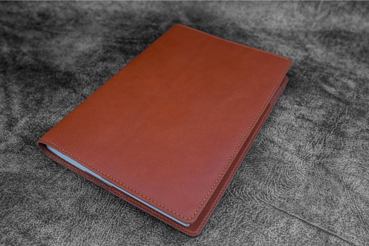 Galen Leather Slim A5 Notebook/Planner Cover - Brown