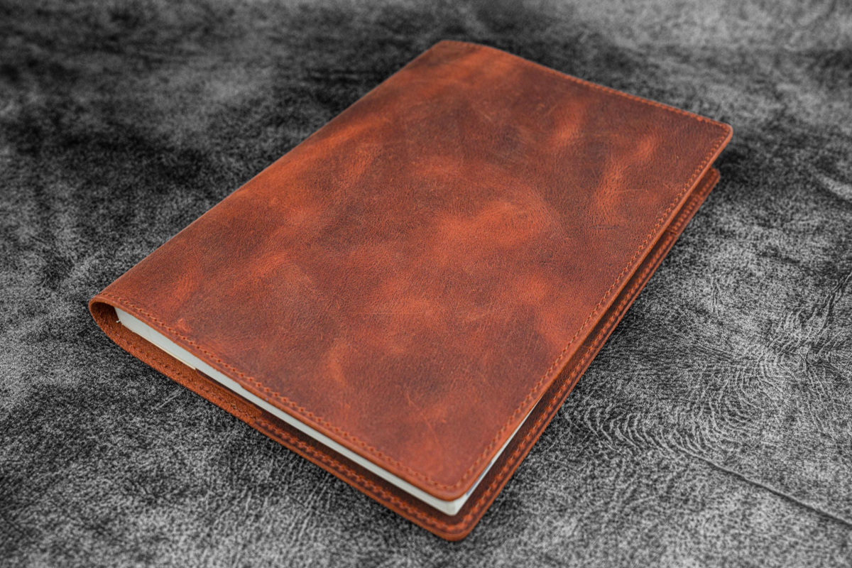 Galen Leather Slim A5 Notebook/Planner Cover - Crazy Horse Orange