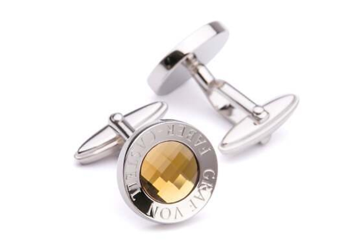 Graf von Faber-Castell Round 'Faceted Citrine' Platinum Plated Manchetknopen