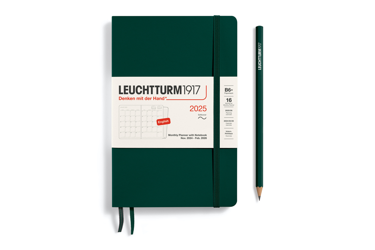 LEUCHTTURM1917 Agenda 2025 12M Softcover Paperback (B6+) Monthly Planner/Notebook Forest Green