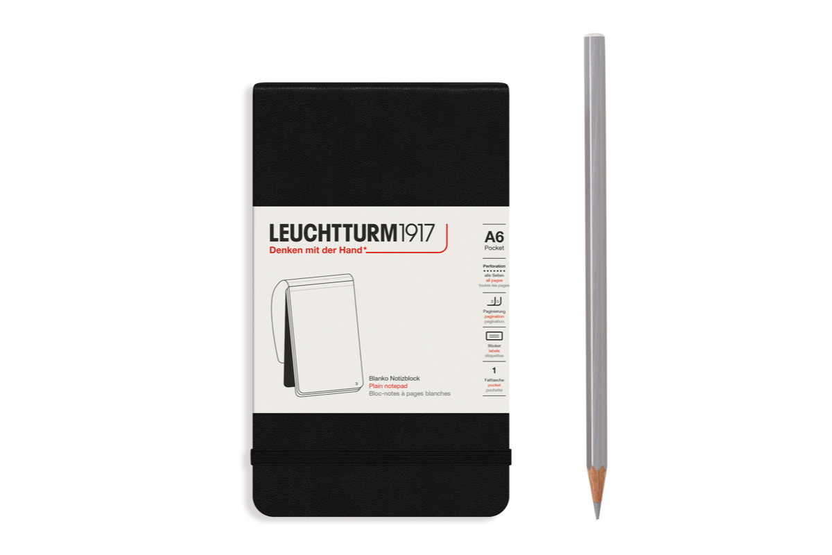 LEUCHTTURM1917 Notepad Plain Hardcover Pocket (A6) Black