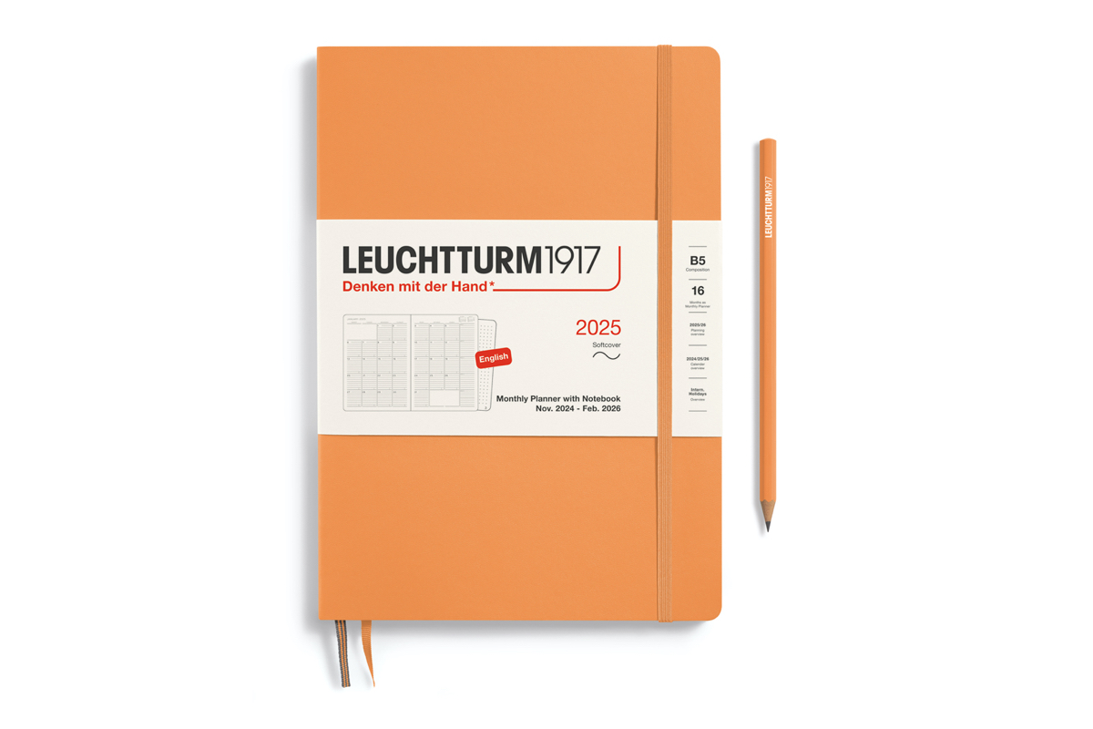 LEUCHTTURM1917 Agenda 2025 16M Softcover Composition (B5) Monthly Planner/Notebook Apricot