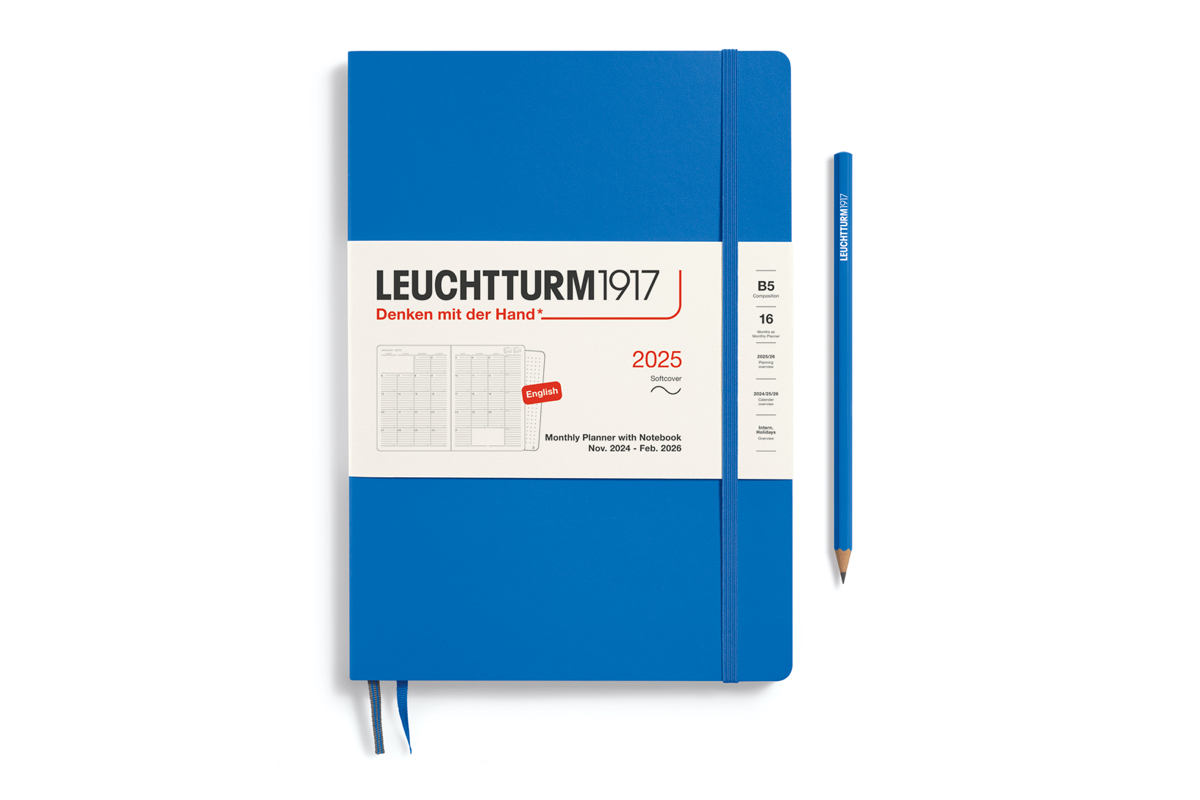 LEUCHTTURM1917 Agenda 2025 16M Softcover Composition (B5) Monthly Planner/Notebook Sky