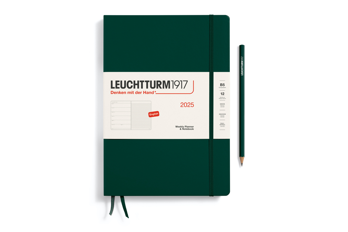 LEUCHTTURM1917 Agenda 2025 12M Hardcover Composition (B5) Weekly Planner/Notebook Forest Green