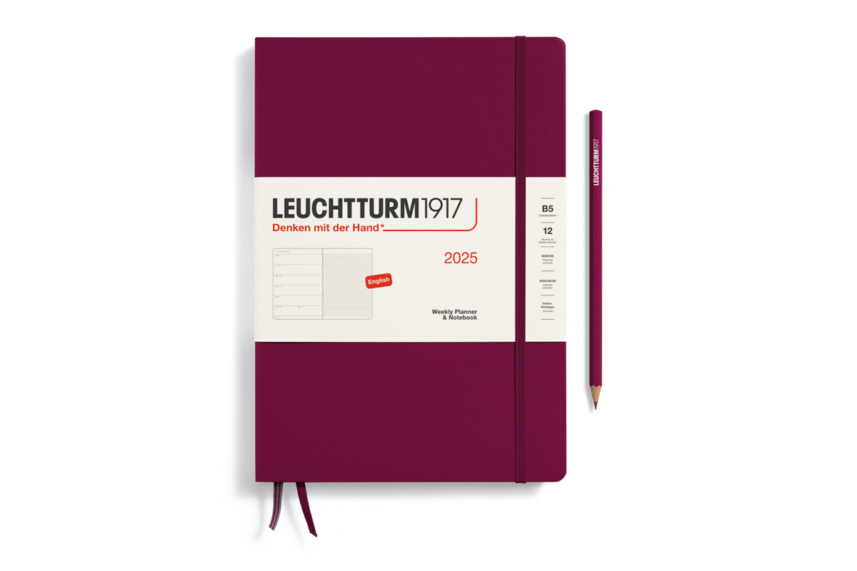 LEUCHTTURM1917 Agenda 2025 12M Hardcover Composition (B5) Weekly Planner/Notebook Port Red