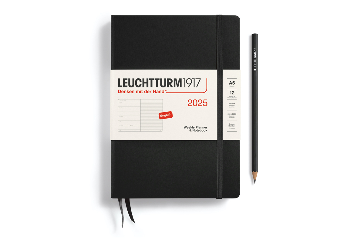 LEUCHTTURM1917 Agenda 2025 12M Hardcover Medium (A5) Weekly Planner/Notebook Black