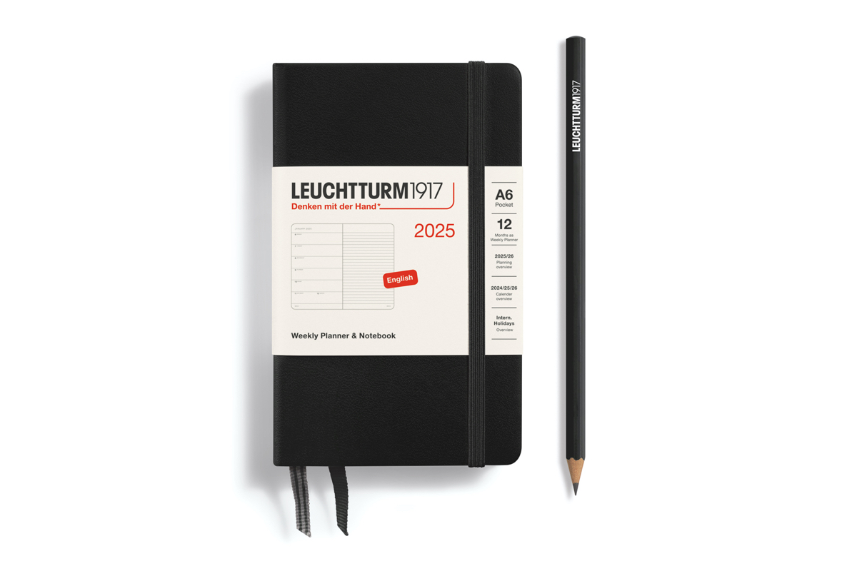 LEUCHTTURM1917 Agenda 2025 12M Hardcover Pocket (A6) Weekly Planner/Notebook Black