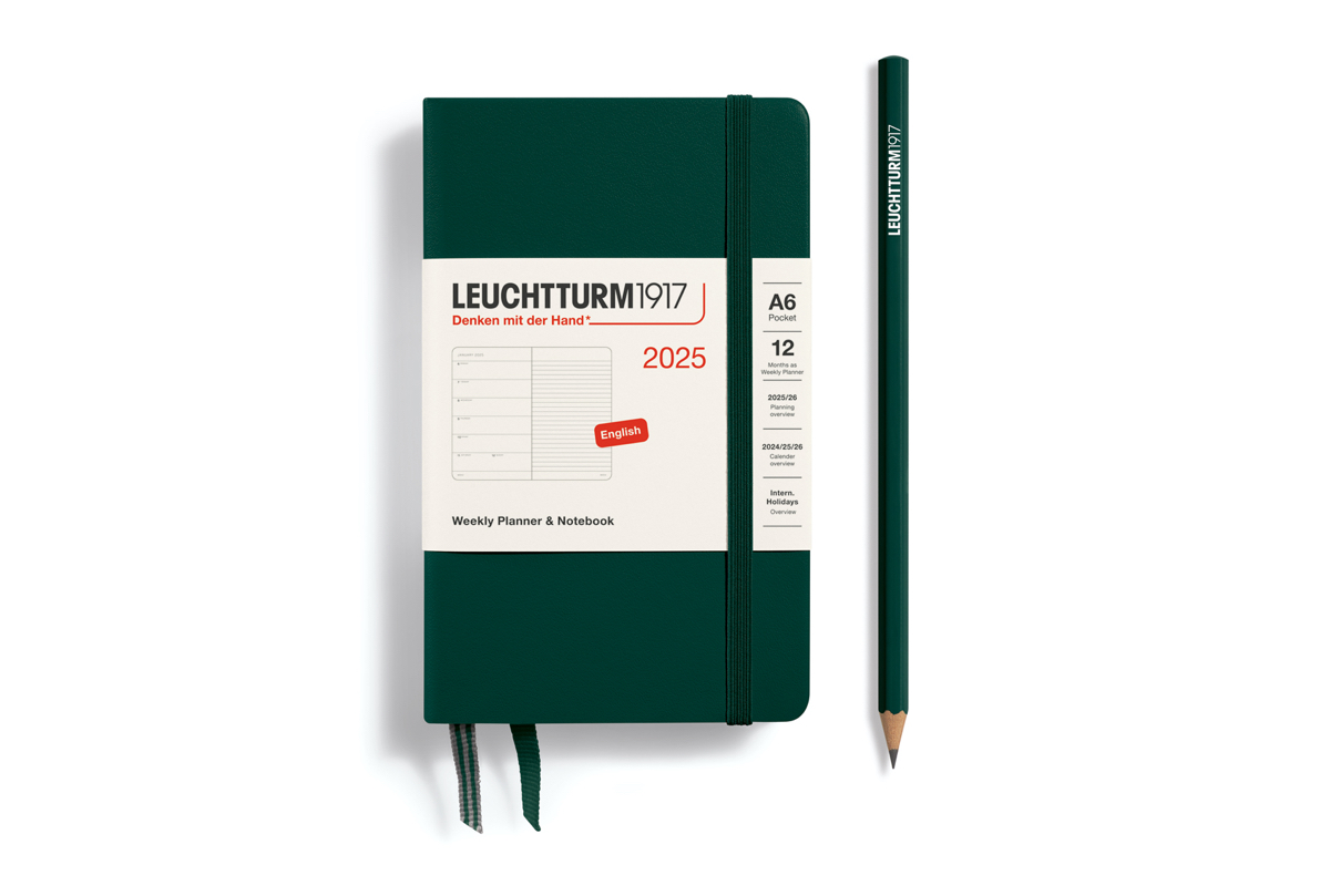 LEUCHTTURM1917 Agenda 2025 12M Hardcover Pocket (A6) Weekly Planner/Notebook Forest Green