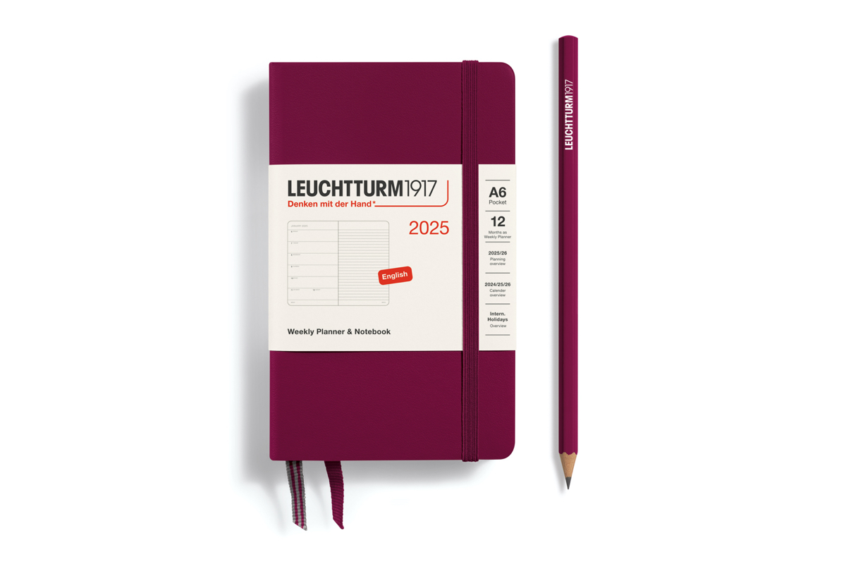 LEUCHTTURM1917 Agenda 2025 12M Hardcover Pocket (A6) Weekly Planner/Notebook Port Red