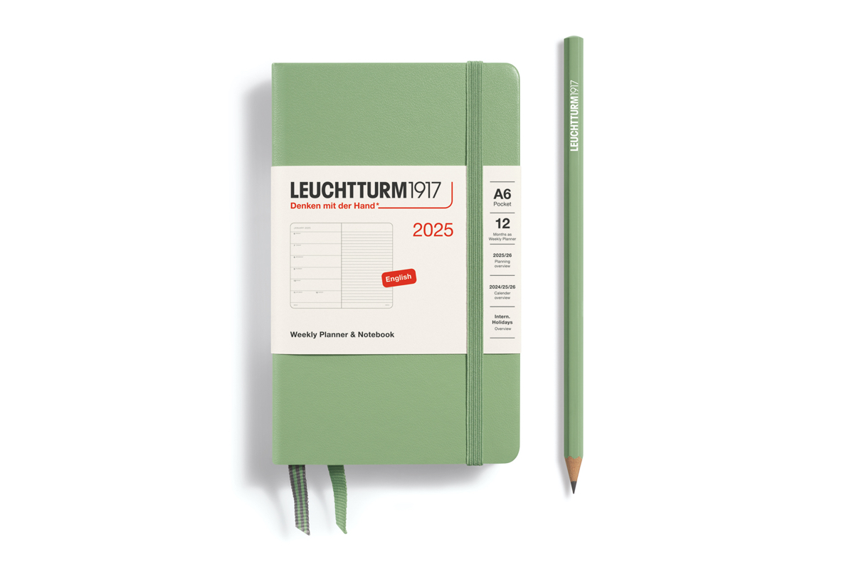 LEUCHTTURM1917 Agenda 2025 12M Hardcover Pocket (A6) Weekly Planner/Notebook Sage