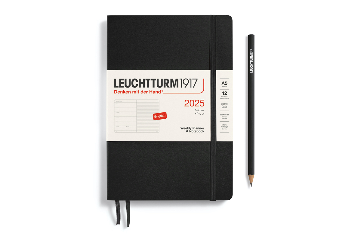 LEUCHTTURM1917 Agenda 2025 12M Softcover Medium (A5) Weekly Planner/Notebook Black