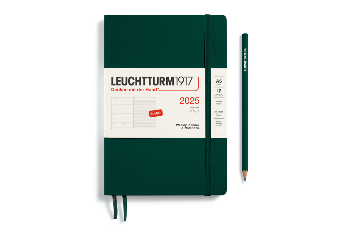 LEUCHTTURM1917 Agenda 2025 12M Softcover Medium (A5) Weekly Planner/Notebook Forest Green