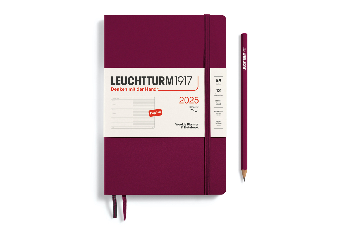 LEUCHTTURM1917 Agenda 2025 12M Softcover Medium (A5) Weekly Planner/Notebook Port Red