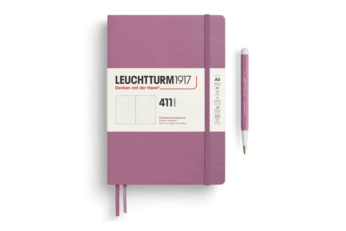 LEUCHTTURM1917 Notebook 411pg Medium (A5) Hardcover Dusty Rose Dotted