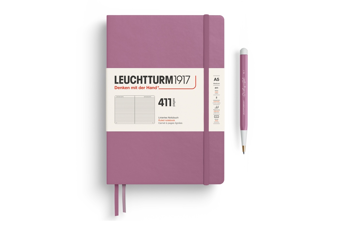 LEUCHTTURM1917 Notebook 411pg Medium (A5) Hardcover Dusty Rose Ruled