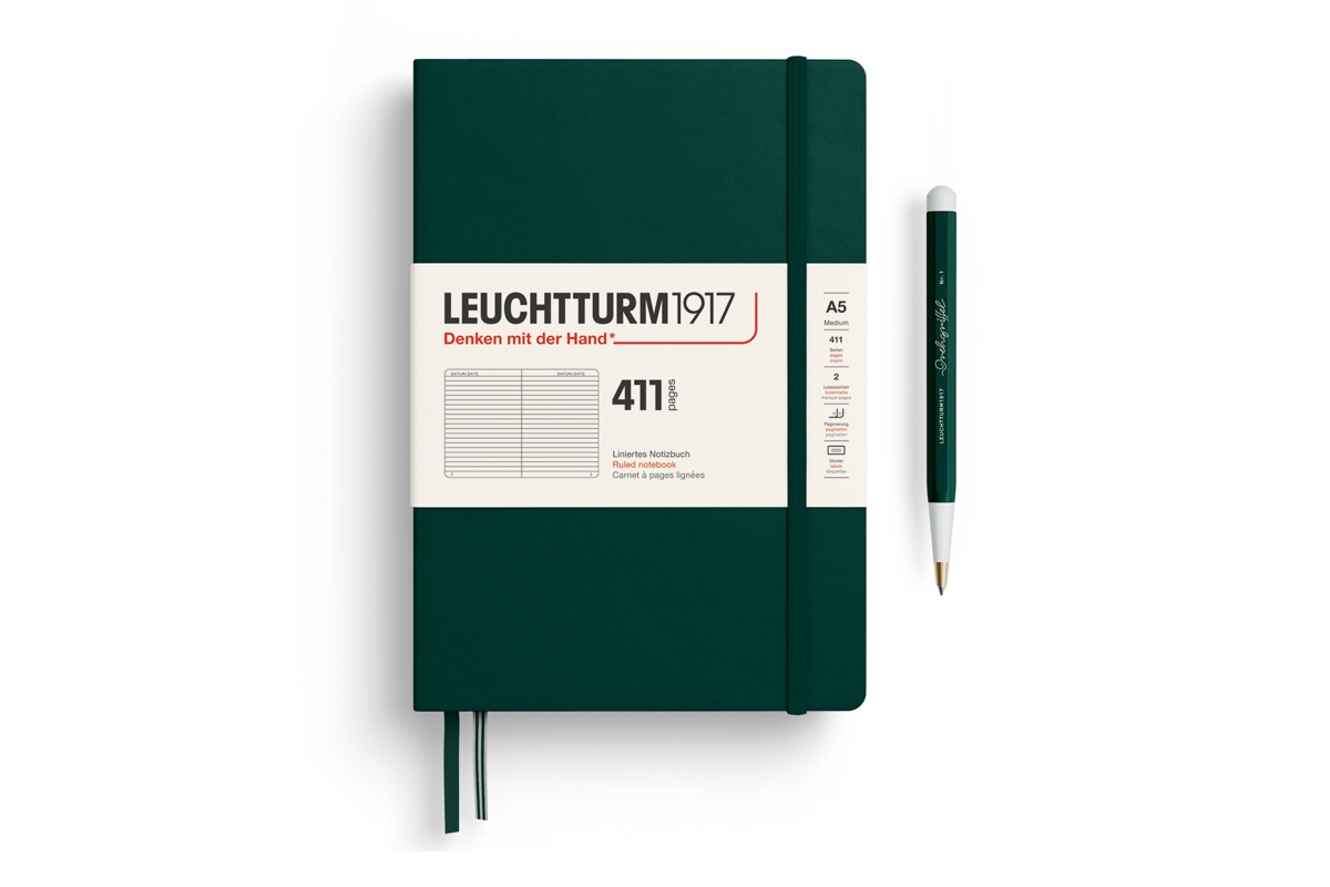 LEUCHTTURM1917 Notebook 411pg Medium (A5) Hardcover Forest Green Ruled