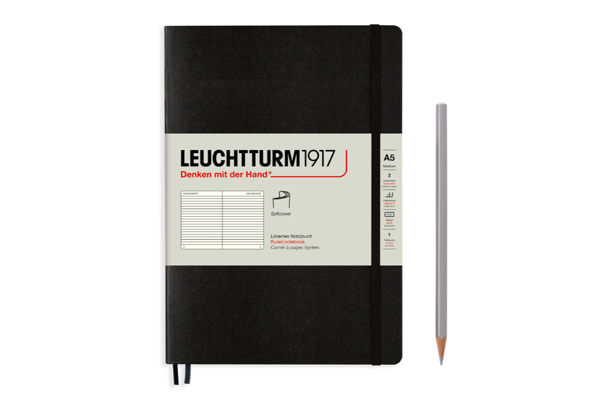 LEUCHTTURM1917 Notebook Ruled Softcover A5 Black