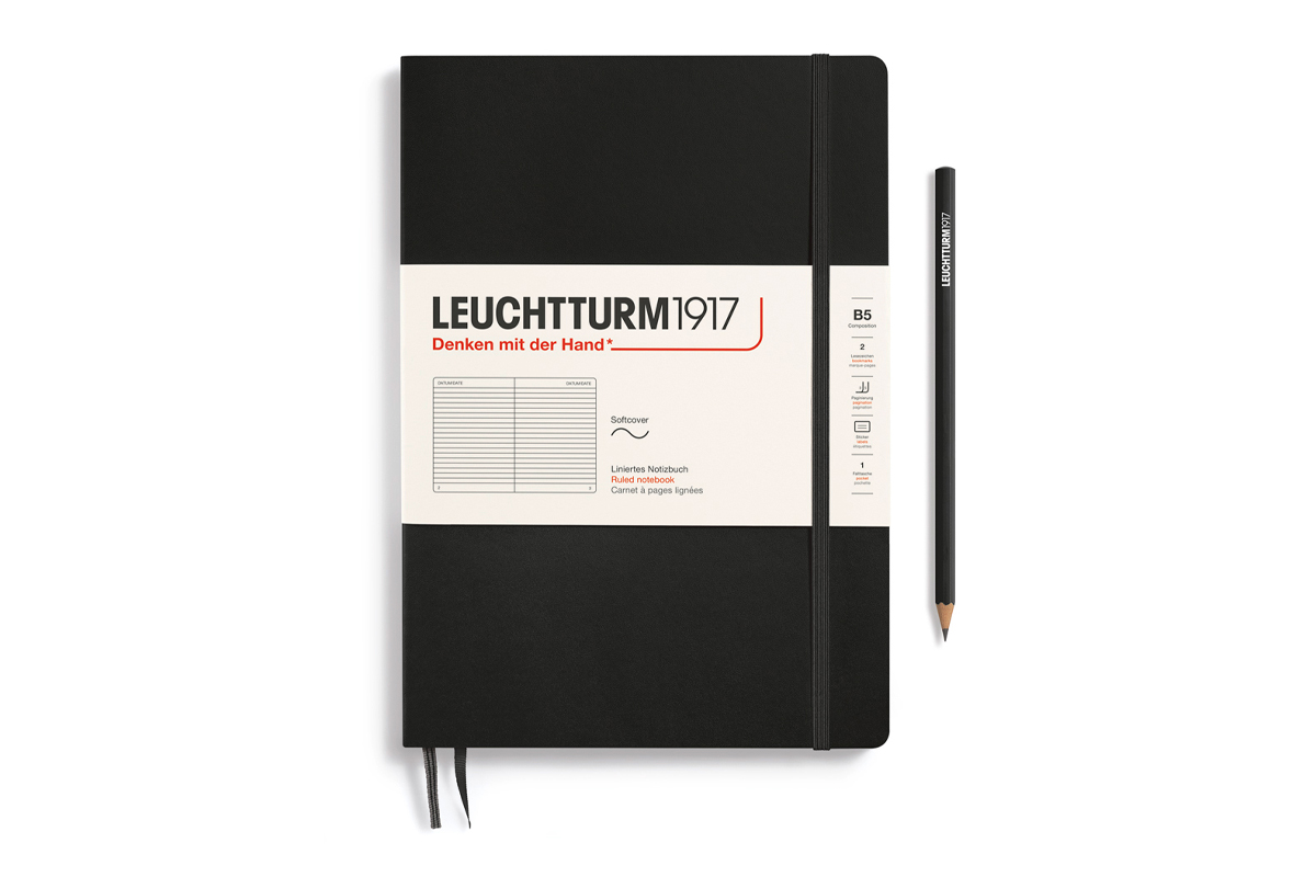 LEUCHTTURM1917 Notebook Ruled Softcover B5 Black