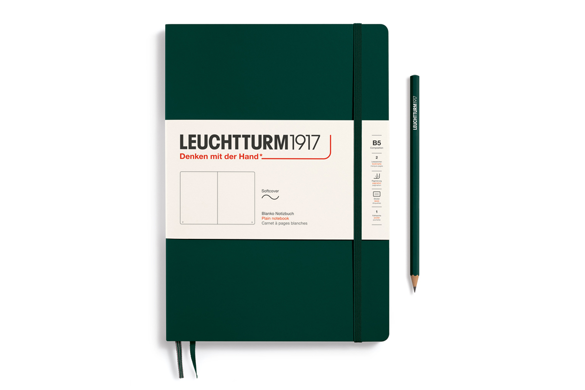 LEUCHTTURM1917 Notebook Plain Softcover B5 Forest Green