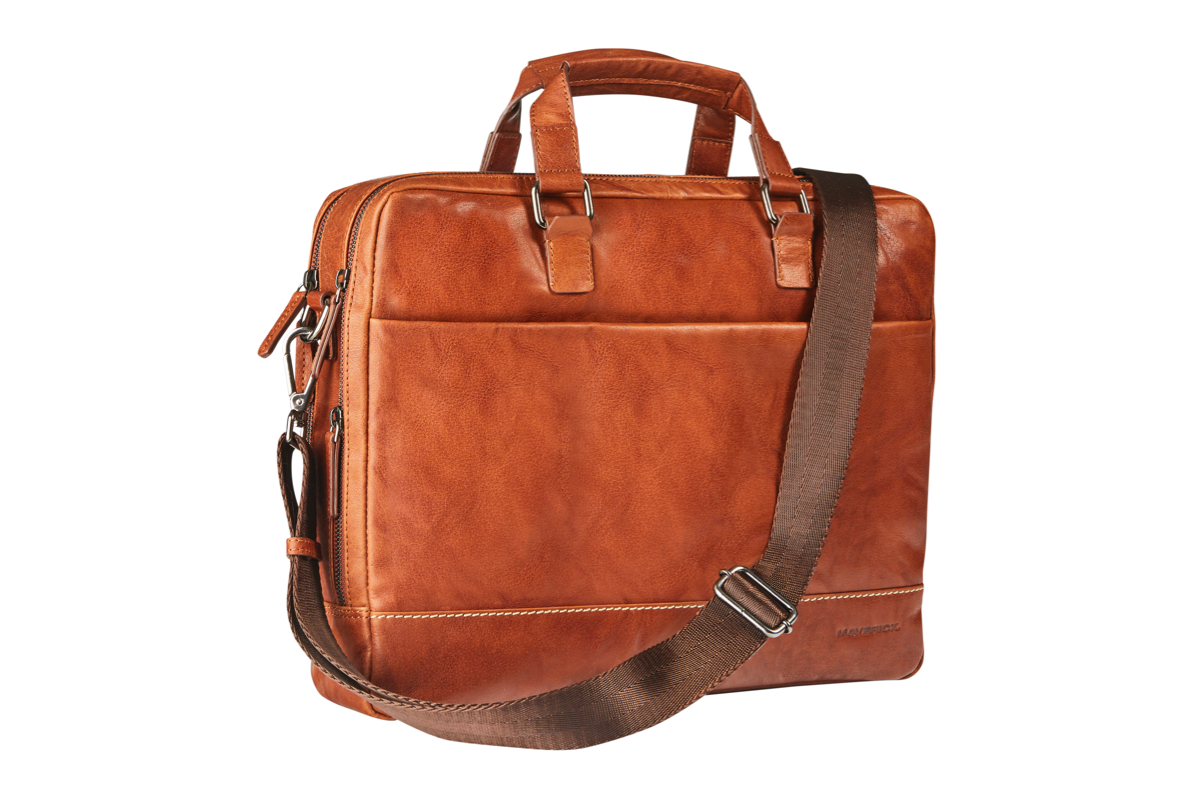 Maverick 'Rough Gear' Lederen Business Tas met 15.6" laptopvak