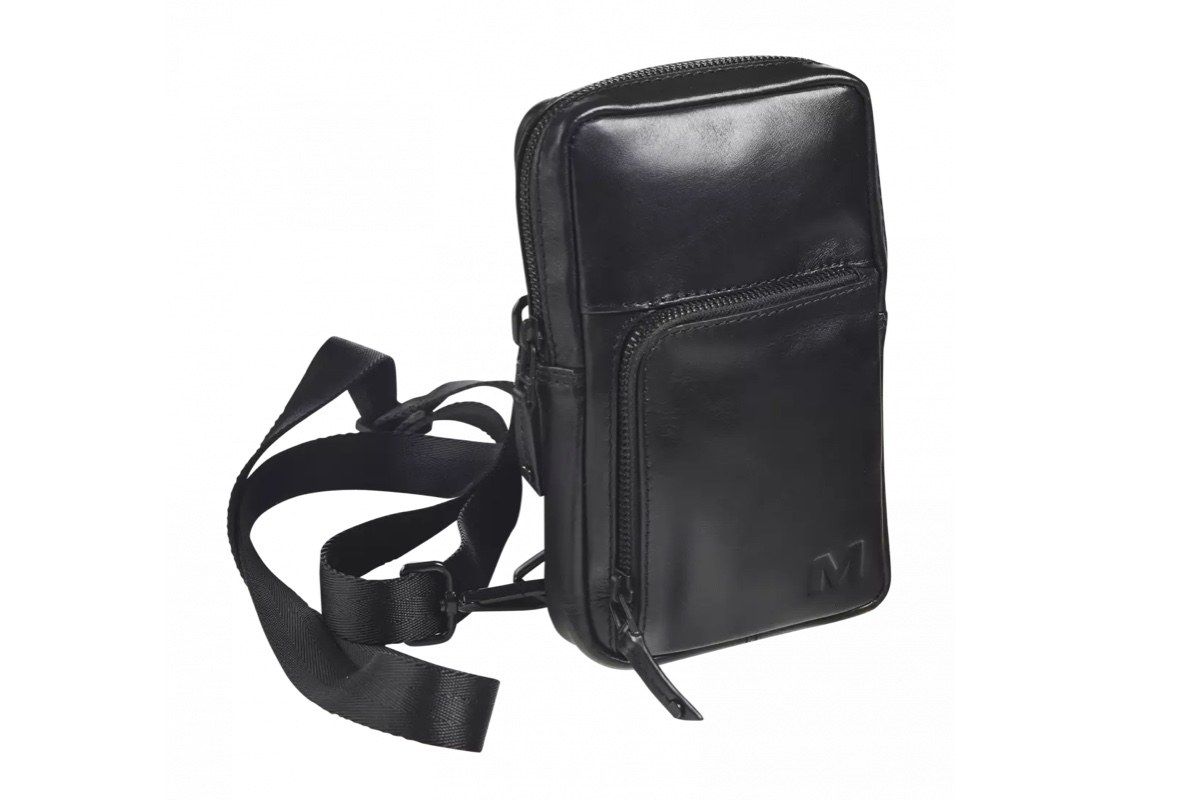 Maverick All Black Lederen Crossbody Tas