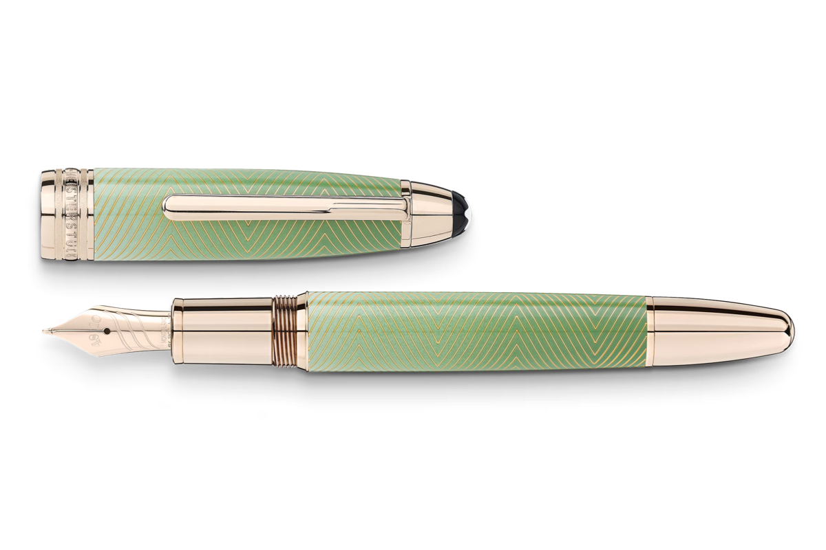 Montblanc Meisterstück LeGrand Calligraphy Curved Nib Solitaire Celadon Dégradé Vulpen