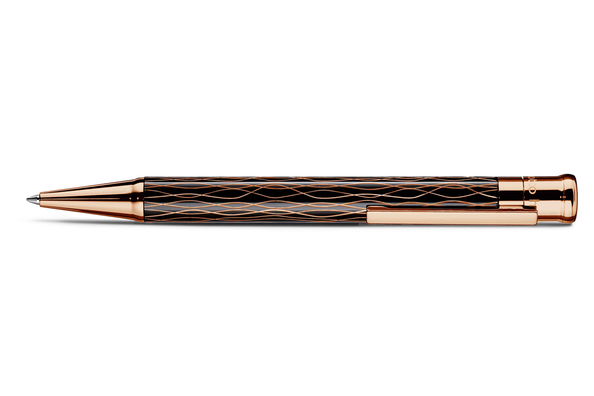 Otto Hutt Design 04 Rosegold Wave Black Ballpoint Pen