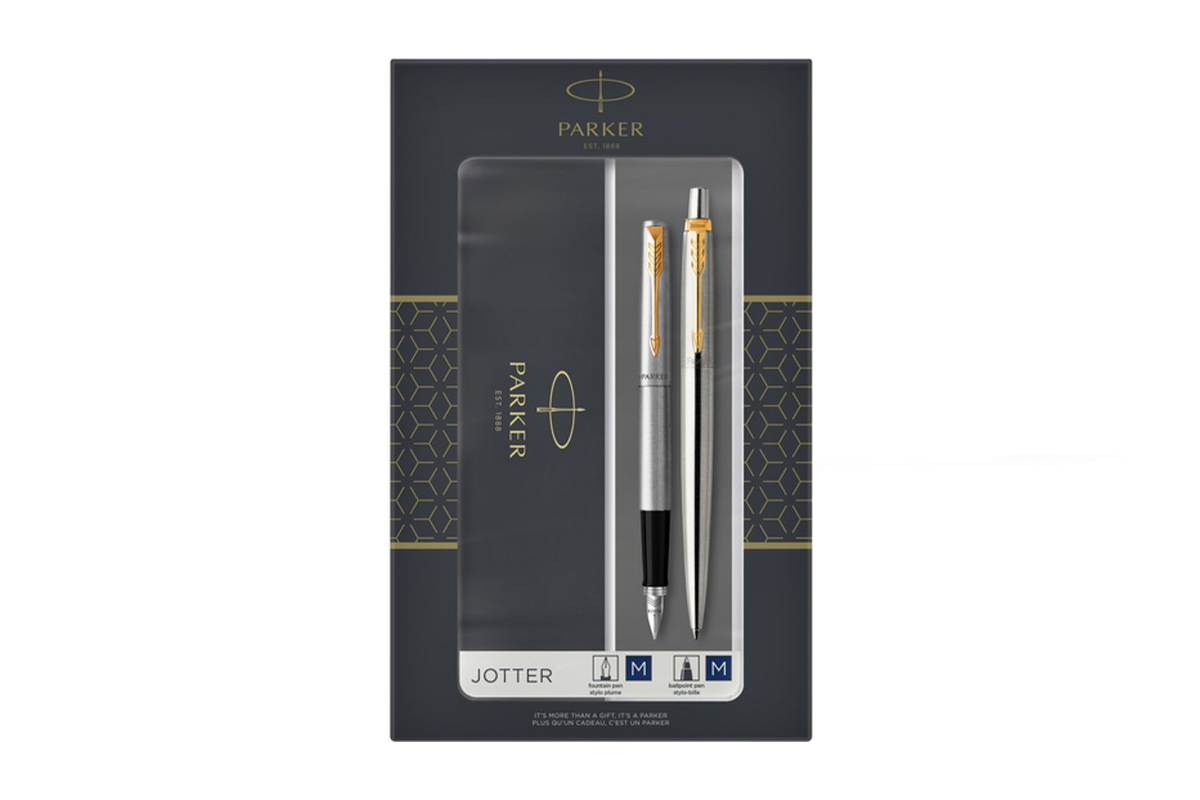 Parker Jotter Duo Set Ballpoint and Fountain Pen Steel GT