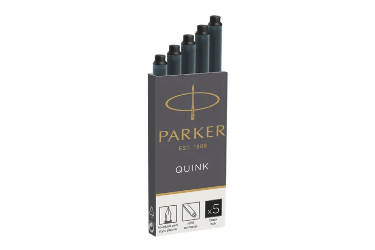 6X Parker Quink Tinta Cartuchos Negro Color Para Fuente Pluma Nuevo en Francia 