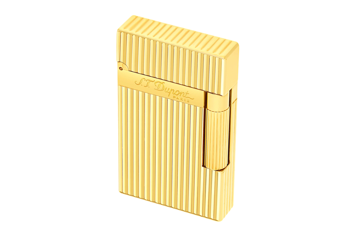 S.T. Dupont Ligne 2 Vertical Guilloche Gold Lighter