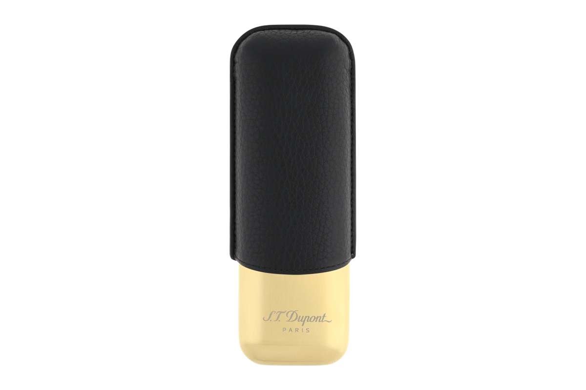 S.T. Dupont 2 Cigar Case - Black/Gold