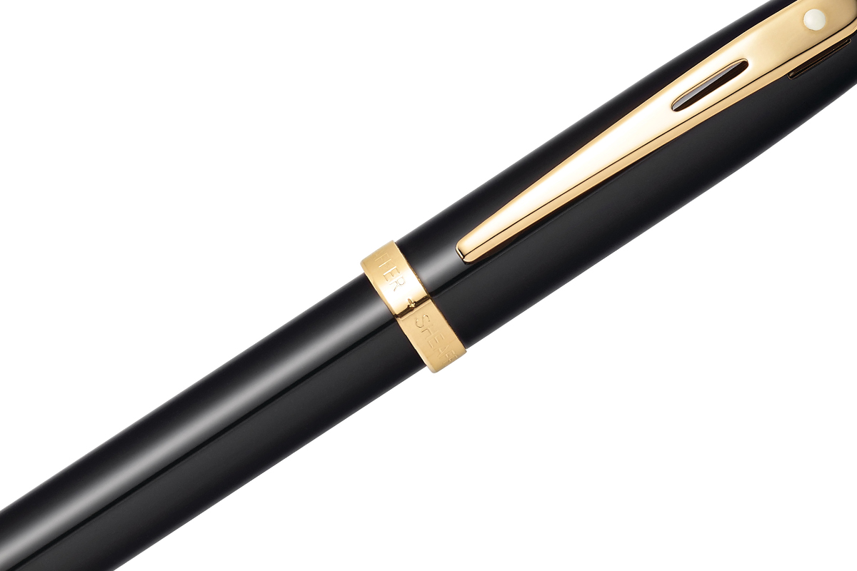 Sheaffer 100 Fountain Pen - Black with Gold Trim - Anderson Pens, Inc.