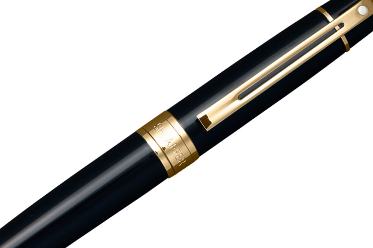 Sheaffer 300 Glossy Black Ballpoint Pen with Gold Tone Trim 