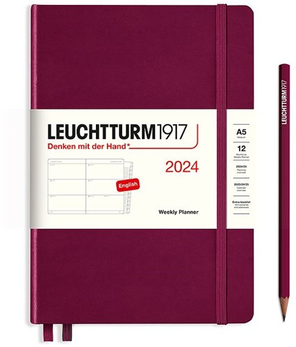 Leuchtturm1917 Weekly Planner Hardcover Agenda 2024 A5 Port Red