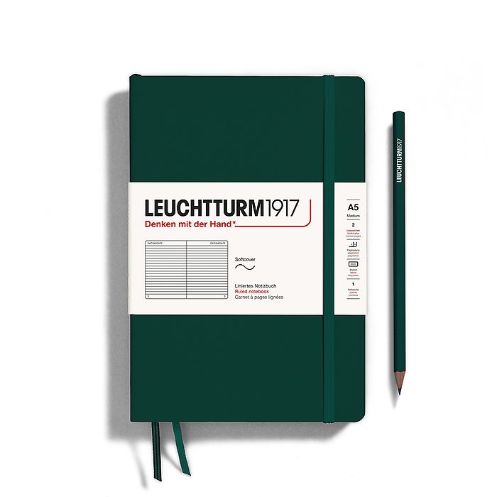 LEUCHTTURM1917 Notebook Ruled Softcover A5 Forest Green